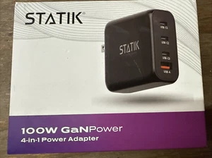 Statik 100W GaNPower Charger Super Fast Charger Block USB-C 3 Ports Wall Charger - Picture 1 of 3