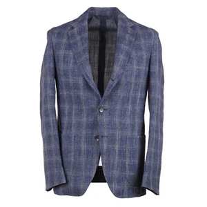 Luigi Borrelli Extra-Slim Blue Tonal Check Wool-Linen Sport Coat 40R (fits 38) - Picture 1 of 11