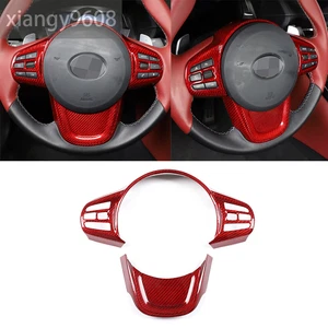 For Toyota Supra A90 2019-25 Red Carbon Fiber Interior Steering Wheel Panel Trim - Imagen 1 de 12