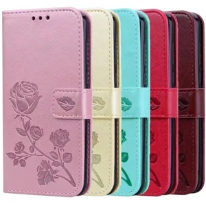 Lady'S Rose Embossed Flip Leather Wallet Cell Phones Case  - Picture 1 of 16