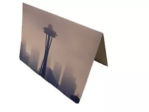 Seattle In Fog Postcard Fold Greeting Card Space Needle Washington State - Picture 1 of 3
