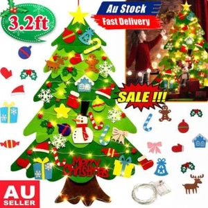 DIY Felt Christmas Tree with 32 Tree Toppers Xmas Ornaments and Light String HI - Picture 1 of 7