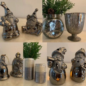 1+1 Gratis Windlicht Weihnachtsmann Teelichthalter Weihnachten Vase Tisch Deko - Bild 1 von 17