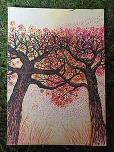 Dot Art Fireflies True Love Nature Trees Greeting Card Drawing Firefly Artwork - Picture 1 of 11