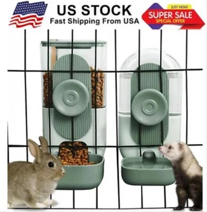 Hanging Automatic Food Water Dispenser,Gravity Rabbit Feeder Water Dispenser Set - Picture 1 of 9