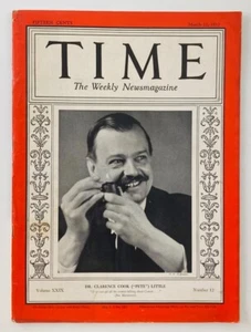 VTG Time Magazine March 22 1937 Vol 29 No. 12 Dr. Clarence Cook "Pete" Little - Picture 1 of 3