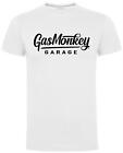 Gas Monkey Garage Large Script Logo White Mens Gents  T Shirts