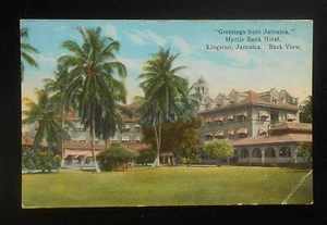 Cartolina anni '10 vista posteriore Myrtle Bank Hotel Kingston Giamaica Surrey Co - Foto 1 di 1