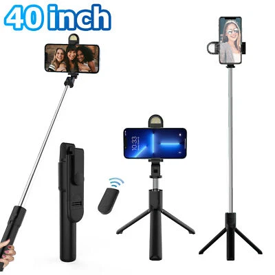 Selfie Stick Tripod Bluetooth Wireless Remote Stand For iPhone 13 14 15 Pro Max - Image 1 of 4