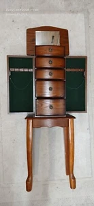 2009 36 Inch Tall Jewelry Armoire with Mirror 4 Drawer Green velvet - Picture 1 of 14