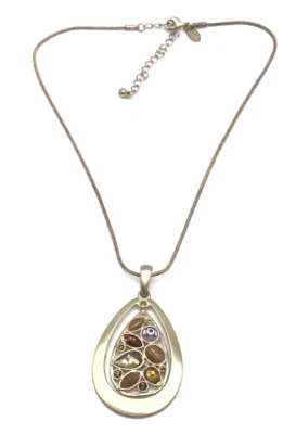 Nuevo Colgante Lia Sophia "Almendra" Vidrio Ojo de Gato, Cristales, Tono Dorado Sin Cuello Foto 1 de 3
