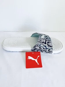 PUMA Women's Cool Cat Snake Slide Sandals 380794-01 White/Silver - Picture 1 of 8