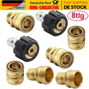 8Stk Hochdruckreiniger Adapter Set 5000PSI M22 3/8 Zoll Schnellkupplung M22 14mm - Bild 1 von 9