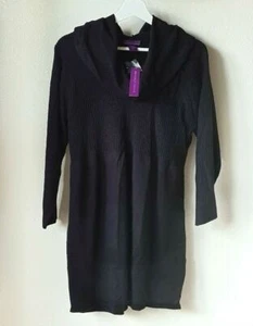 Beverly Drive Womens Size 1X Black Knit Ribbed Top Tunic w Drape / Cowl Neck NWT - Picture 1 of 7