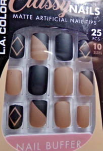 LA Colors Classy Nails, Brown & Black Matte-r GLUE-On  Active Short Length - Picture 1 of 4