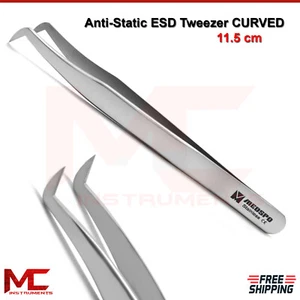 Anti Static ESD Tweezers Curved Electronics Repairing Laboratory Jewelers Tools  - Picture 1 of 3