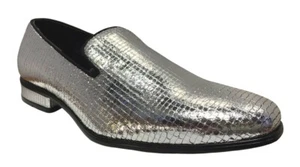 After Midnight Men's Slip On Silver Sparkly Loafers 6882 - Picture 1 of 6