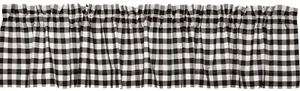 90” W Lined Window Valance Country Farmhouse Black White Annie Buffalo Check - Picture 1 of 4