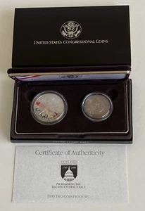 1989 S Congressional Two Coin Proof Set - OGP - Free Shipping - Picture 1 of 5