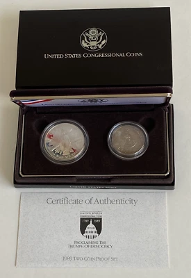 1989 S Congressional Two Coin Proof Set - OGP - Free Shipping - Image 1 of 4