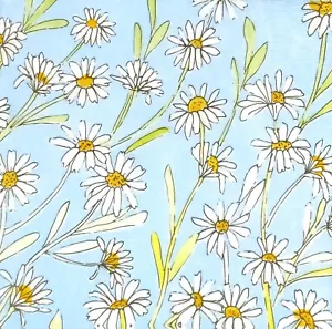 P904# 3 servilletas de papel individuales para tejido decoupage patrón de flor de margarita blanca - Imagen 1 de 8