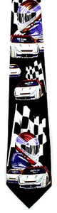 NASCAR Cars Men's Neck Tie Racing Auto Flags Race Driver Gift Blue Necktie - Picture 1 of 3