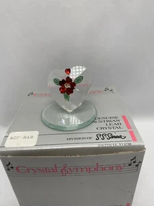 Auténtica Sinfonía Austriaca de Cristal de Plomo S. S. Sarna Corazón con Flor RARA NUEVA EN CAJA - Imagen 1 de 12