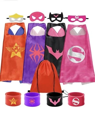 Capas de super-heróis para crianças com pulseiras de tapa brinquedos suprimentos para festa de Natal para meninas - Imagem 1 de 4
