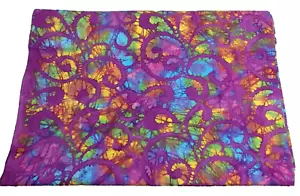 3.5 Yds x 44 In Batik Fabric Quilting Cotton Bright purples blues green & yellow - Picture 1 of 2