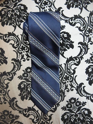 TONINO FIRENZE Men's Neck Tie Striped Nordic Pattern Polyester Neckwear - BLUE - Image 1 of 4