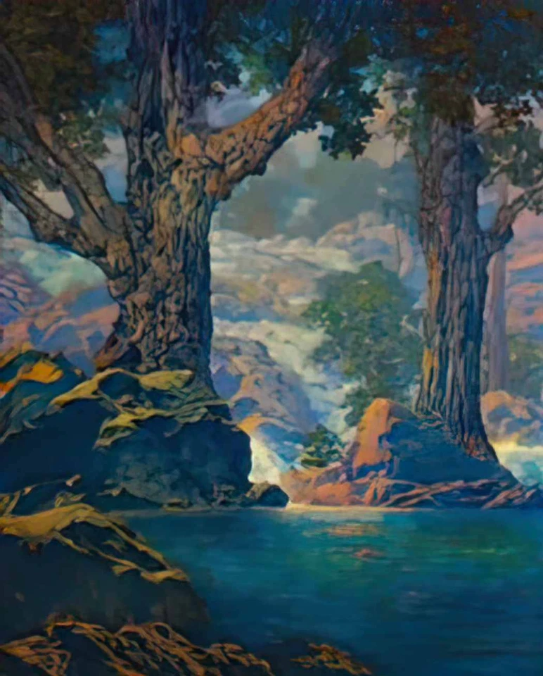 Maxfield Parrish photo A4 cascades quiet solitude 1959 - Image 1 of 1