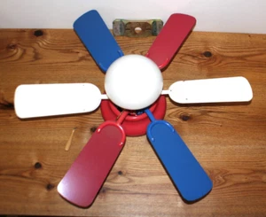 Heritage 10" Red, White & Blue Veiling Fan with Light, Kids Bedroom, Never Used - Picture 1 of 3
