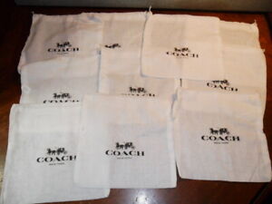 COACH lot of 10 Drawstring Cloth Linen Dust Cover Bag 8" x 8" NEW Unused