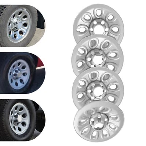 4 Silver 17" Wheel Skins Hub Caps Full Rim Skin Covers For Chevrolet Silverado - Picture 1 of 17