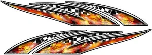 70" Set Vinyl Auto Boat Car Truck Flames Graphic Decals Stickers Checkered Flag - Picture 1 of 2