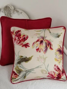 Cushion cover laura ashley gosford cranberry 16"(piped cranberry ) - Picture 1 of 4
