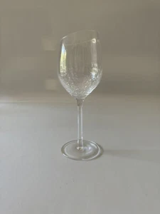 Pier 1 White Wine Glass - Crackle Angle Slant Rim Clear Glass - Picture 1 of 3