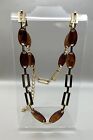 Vintage Chunky Celluloid Tortoise Shell Necklace Or Belt with Gold Accents Links