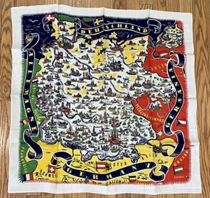 Vintage 50s GERMANY Travel Souvenir Scarf~MCM~NWOT - Picture 1 of 9