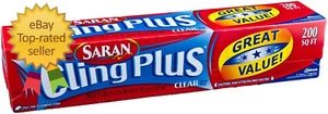 Cling plus Plastic Wrap, 200 Sq Ft, 1 Count (Pack of 1) - Picture 1 of 3