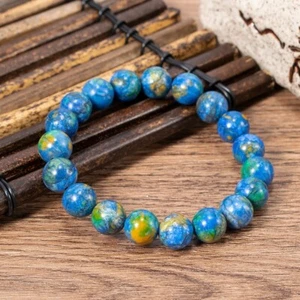 Azurite& Malachite 8MM Beads Healing Heart Chakra Stretch Handmade Bracelet - Picture 1 of 6