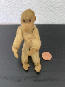 Mono Steiff Jocko de colección 1949-1958 EAN#5310? Figura articulada de mohair de 4,5" sin etiqueta - Imagen 1 de 15