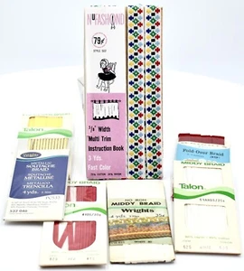 Talon Assorted Trim,Flat/Braid (7x) 2-5 yds.Polyester,Rayon,Colorfast,Vintage - Picture 1 of 1