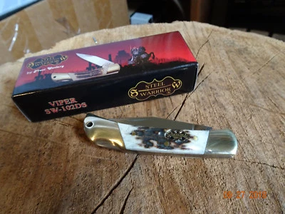 NAVAJA DE BOLSILLO CERRADA STEEL WARRIOR 3" MANGO DE CIERVO GENUINO BLOQUEO 440 S.S. VIPER Foto 1 de 4