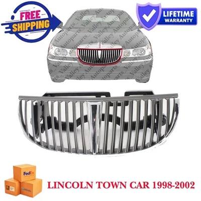Front Silver Plastic Grille For 98-2002 Lincoln Town Car XW1Z8200BA FO1200348 Foto 1 de 4