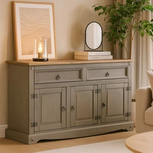 Aparador Gris con Cajones y Puertas Armario de Almacenamiento de Madera Armario Unidad - Imagen 1 de 8