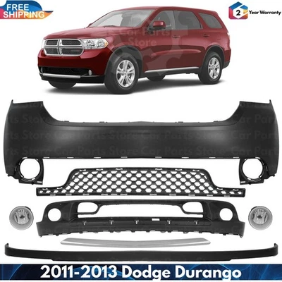 Front Bumper Cover Fascia & Fog Light Assembly Kit For 2011-2013 Dodge Durango Foto 1 de 4