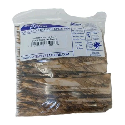 100 Pack Gateway Feathers 5" Right Wing: Shield Camo Tre Brown 500RSTBN-100 - Image 1 of 4