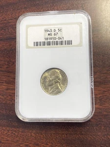 1943 D Jefferson War Nickel NGC MS67 - Bild 1 von 2
