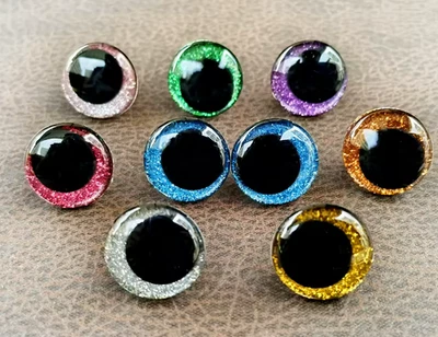 Flache, asymmetrische Glitzeraugen 18 mm - 1 Paar (2 Stk.) - Bild 1 von 2